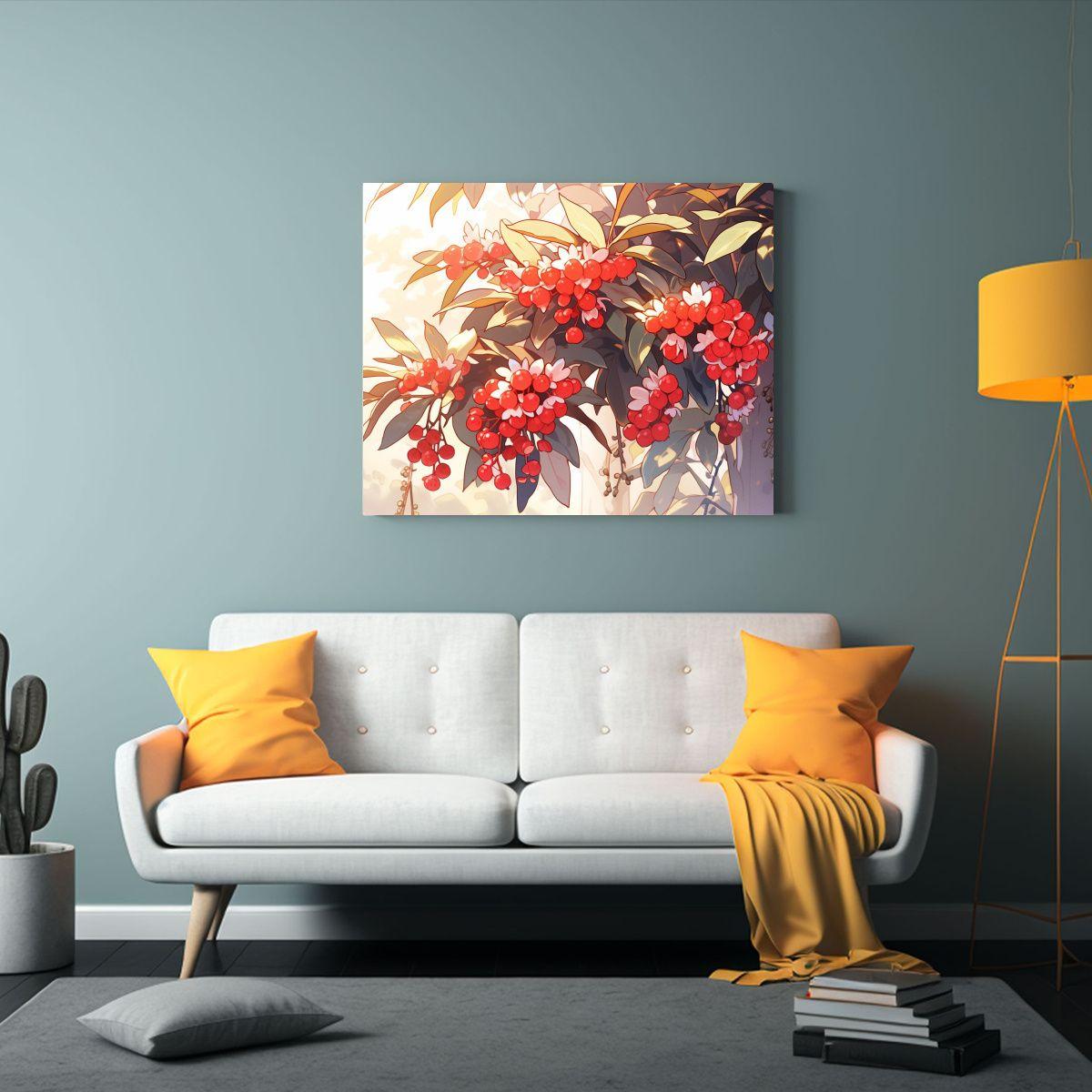 Pintura Lienzo Arbutus Rojo En Ambiente Neonoir Pop 30x20cm-2