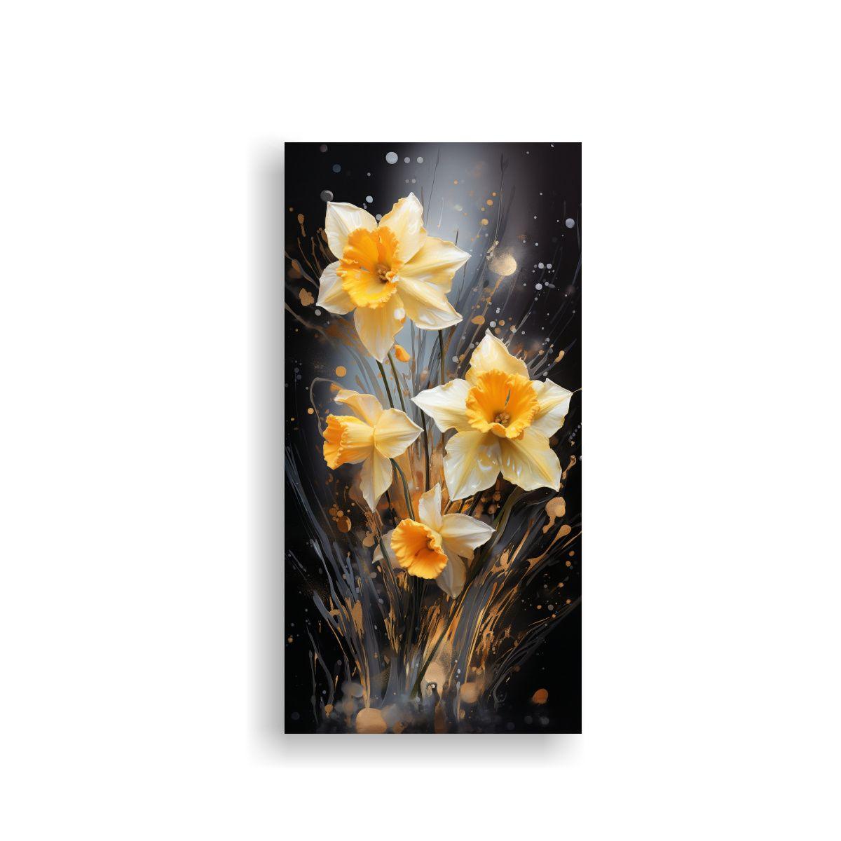 Pintura Abstracta Temática De Flores Narcisos En 20x40 Cm-0