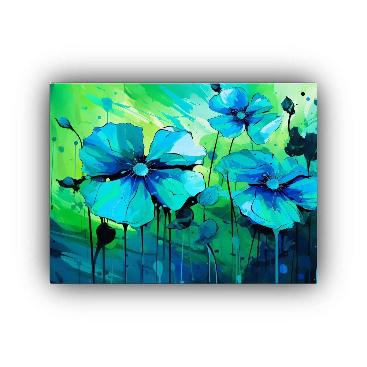 Cuadro Intenso Verde Y Azul, Atmosfera Neonoir, Estilo Decor 75x50cm-0