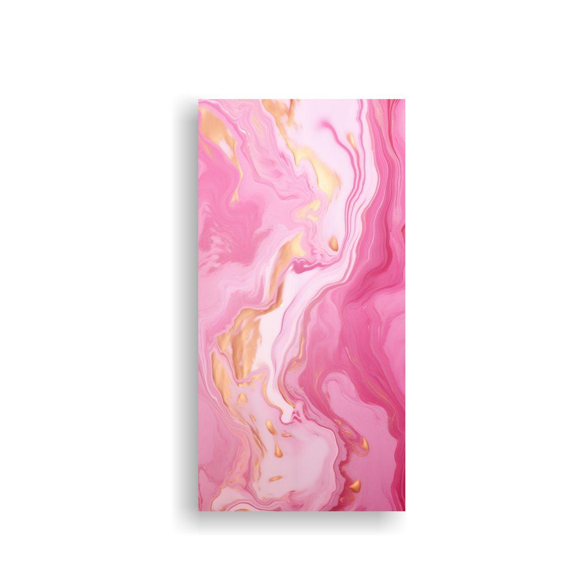 Cuadro De Pared Abstracto Mármol Rosa Y Dorado 20x40cm-0