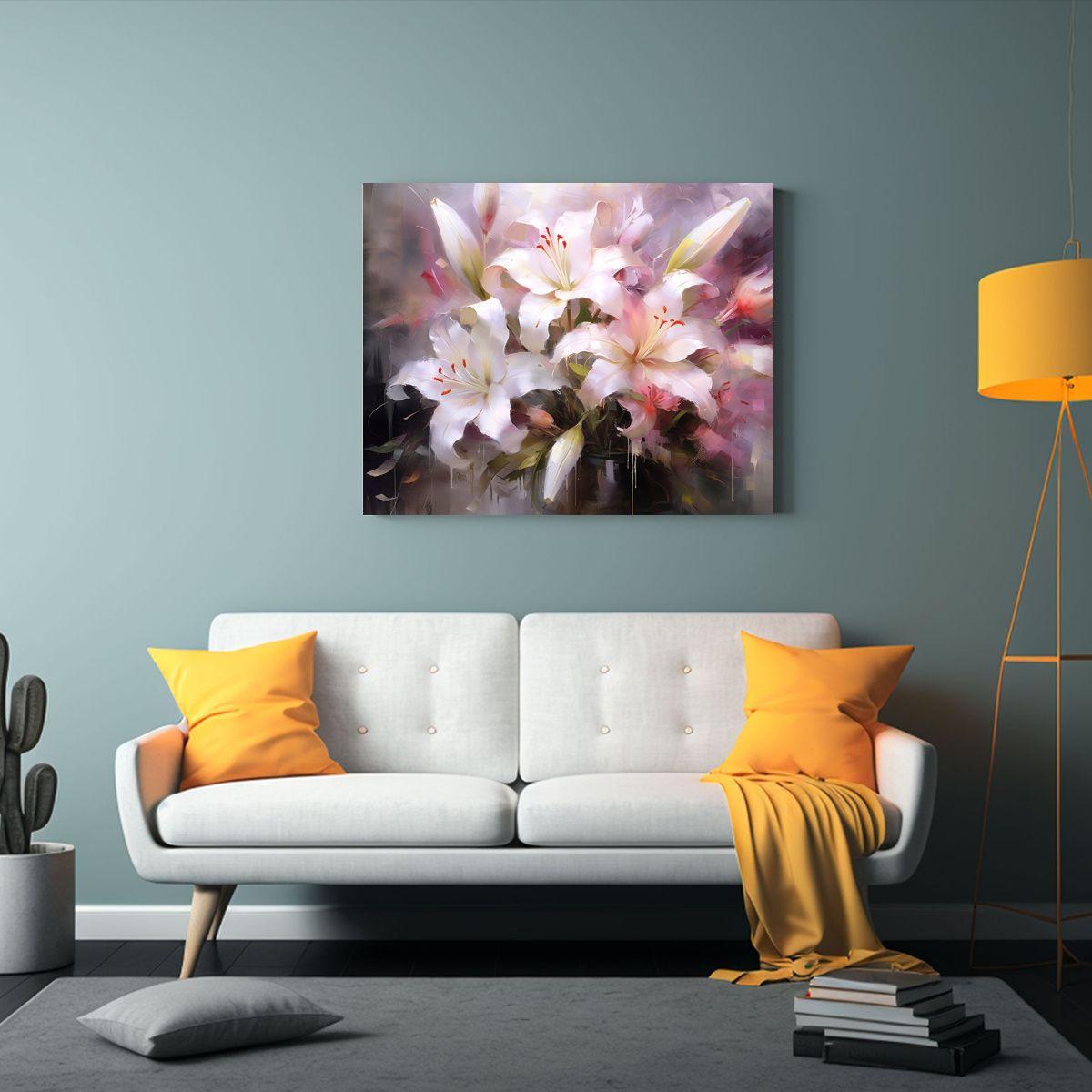 Cuadros Decorativos Vintage De Canva Con Lirios Blancos Y Ro 65x50cm-2