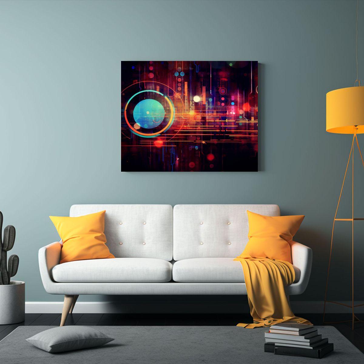 Pintura Abstracta Tecnológica Para Decoración 45x30cm-2