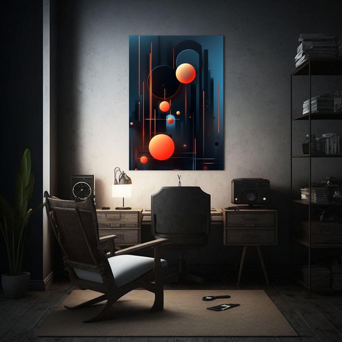 Pintura Decorativa De Lienzo Vintage Con Formas 50x75cm-2