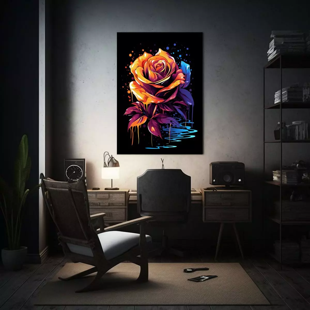 Cuadro De Lienzo Elegante De Acuarela De Una Rosa 60x90cm-2