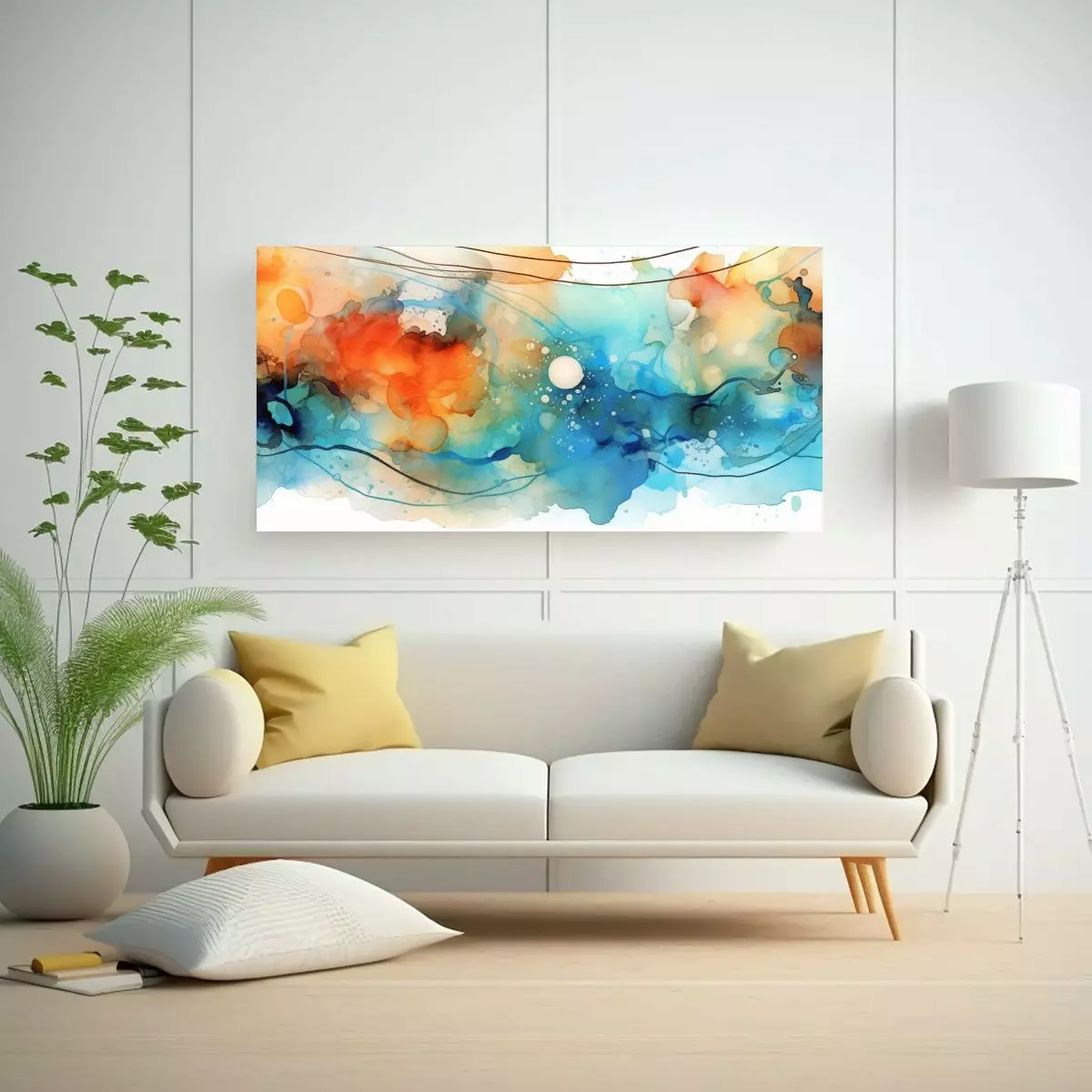 Banner De Acuarela En Bastidor Con Finas Líneas, 120x60cm-2