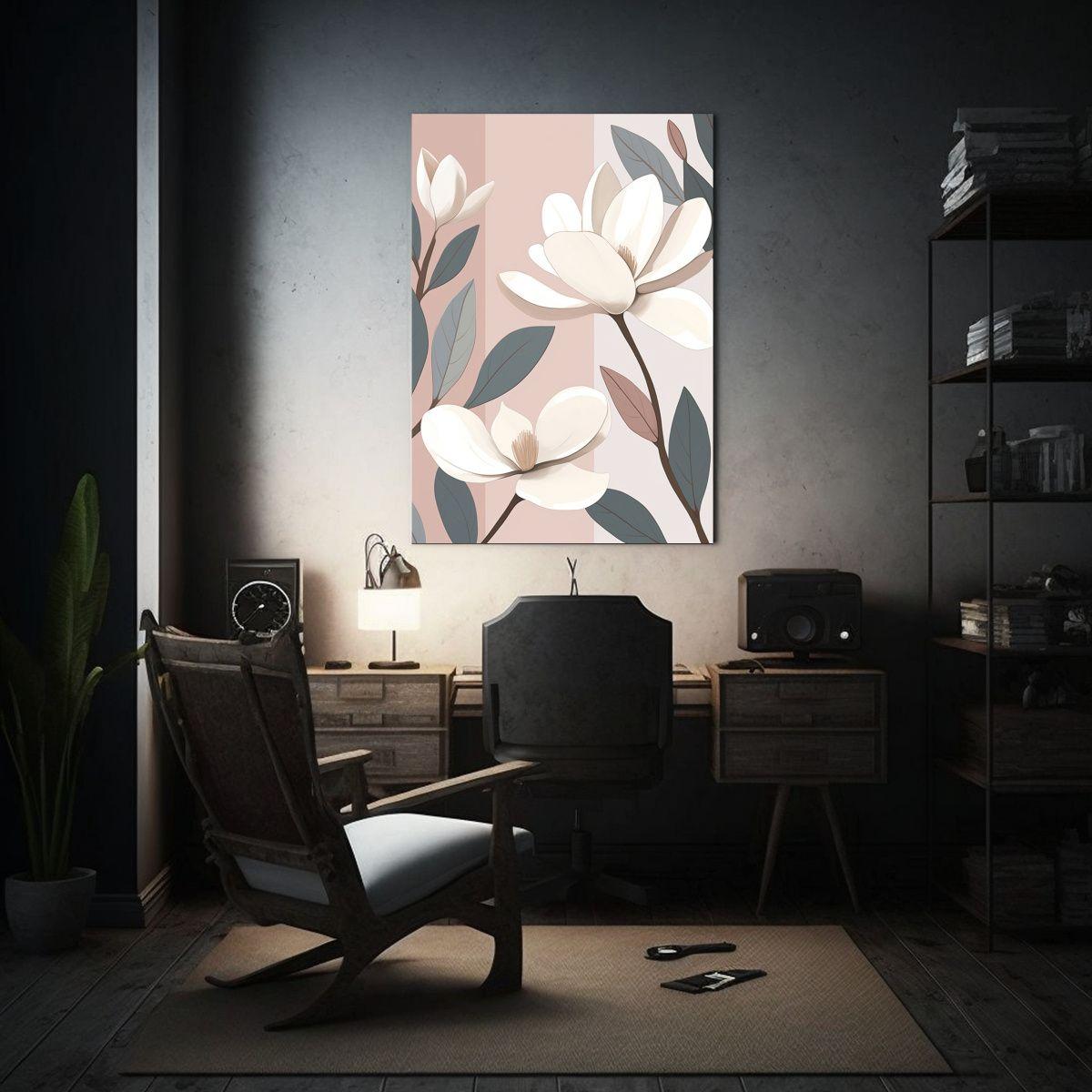 Cuadro Abstracto Magnolia Brillante Delicada 50x75cm-2