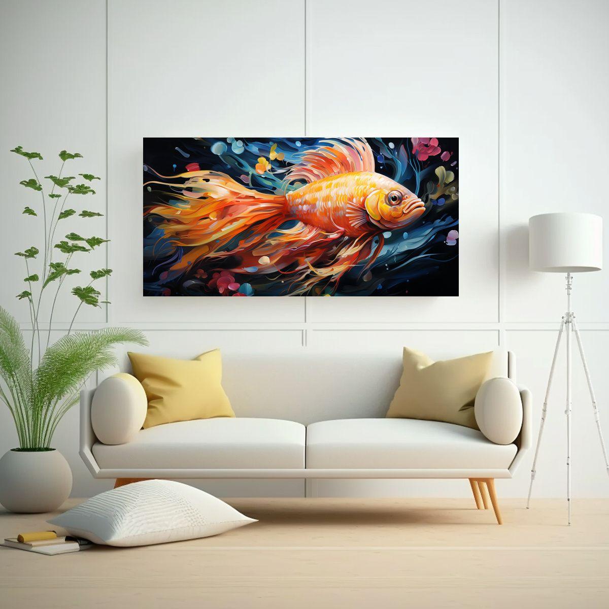 Pintura Al Estilo óleo Estilo Zebrafish Intenso Y 100x50cm-2