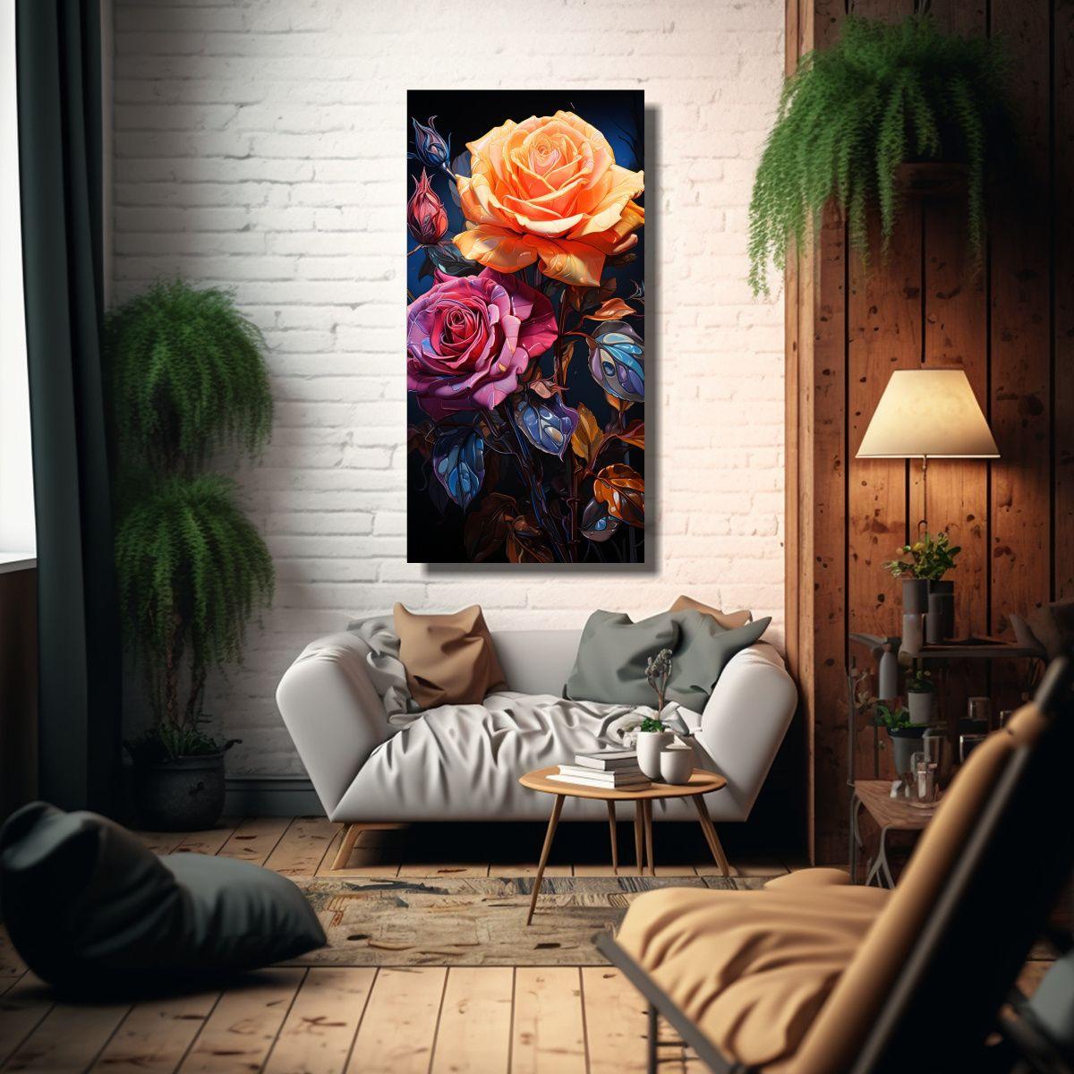 Pintura Decorativa Arte Composición Cuarto Rosa 50x100cm-2