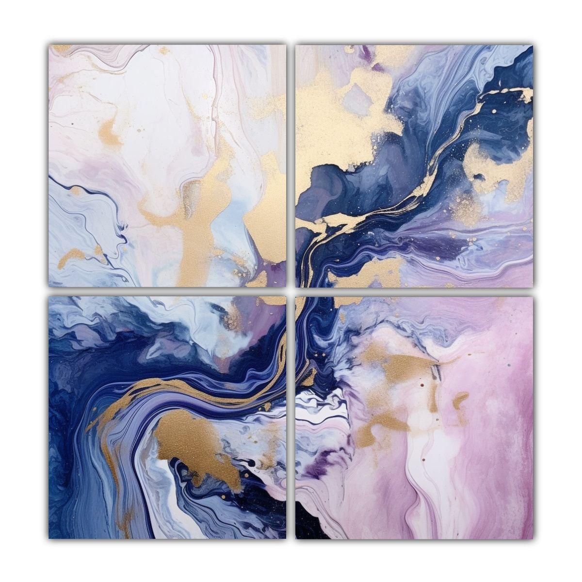 Cuatro Cuadros Modernos Inspiración Pintura 140x140 Cm-0