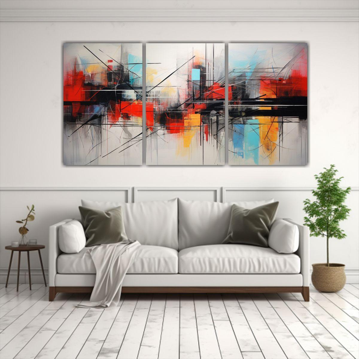 Conjunto 3 Telas Bastidor Moderno Clásico 60x30 Cm-2