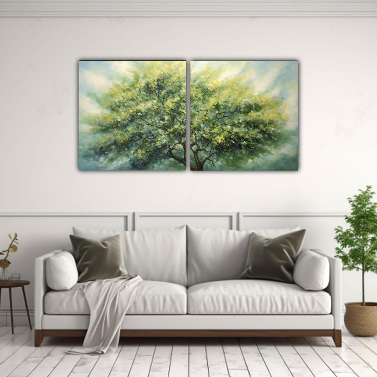 Cuadro Abstracto De árbol De Acebo Estilo óleo 60x30 Cm-2