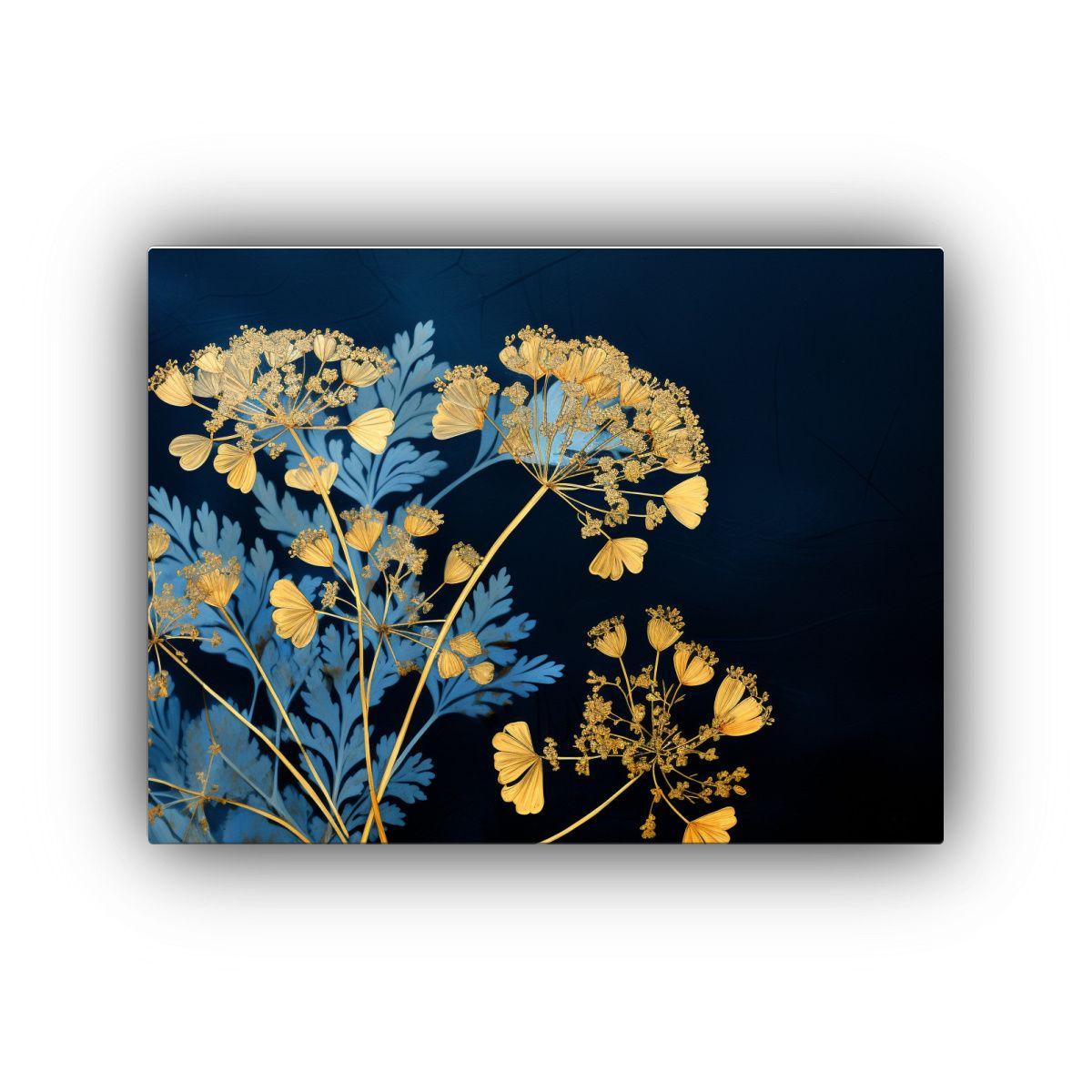 Paisajes De Perejil En Oro Y Azul: Arte De Pared 40x30cm-0