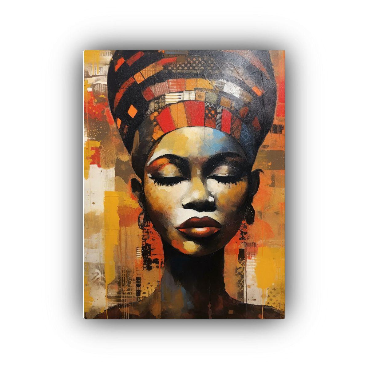 Pintura Abstracta Mujer Africana En Lienzo 60x90cm-0