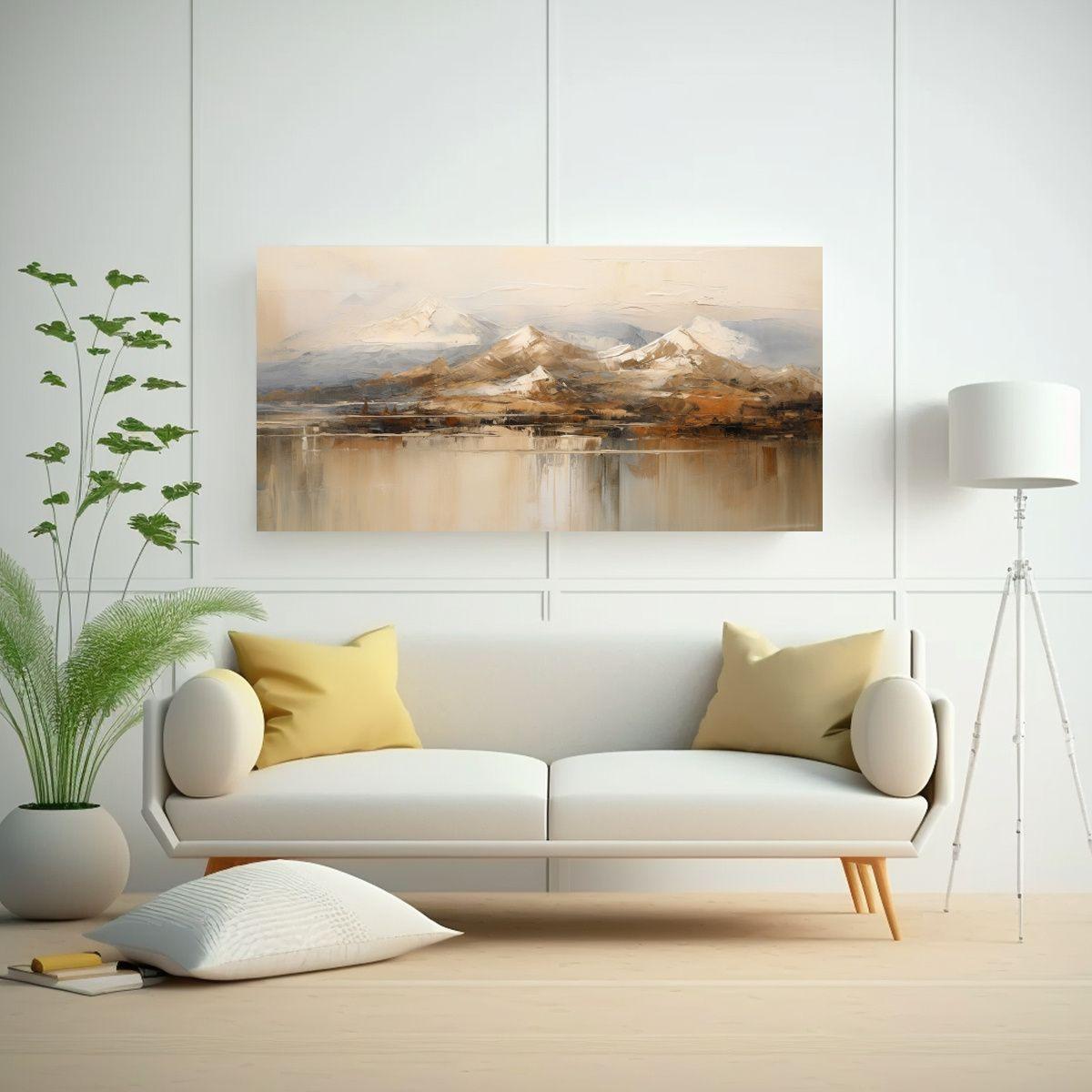 Pintura Abstracta De Colinas Montañosas Junto Al 80x40cm-2