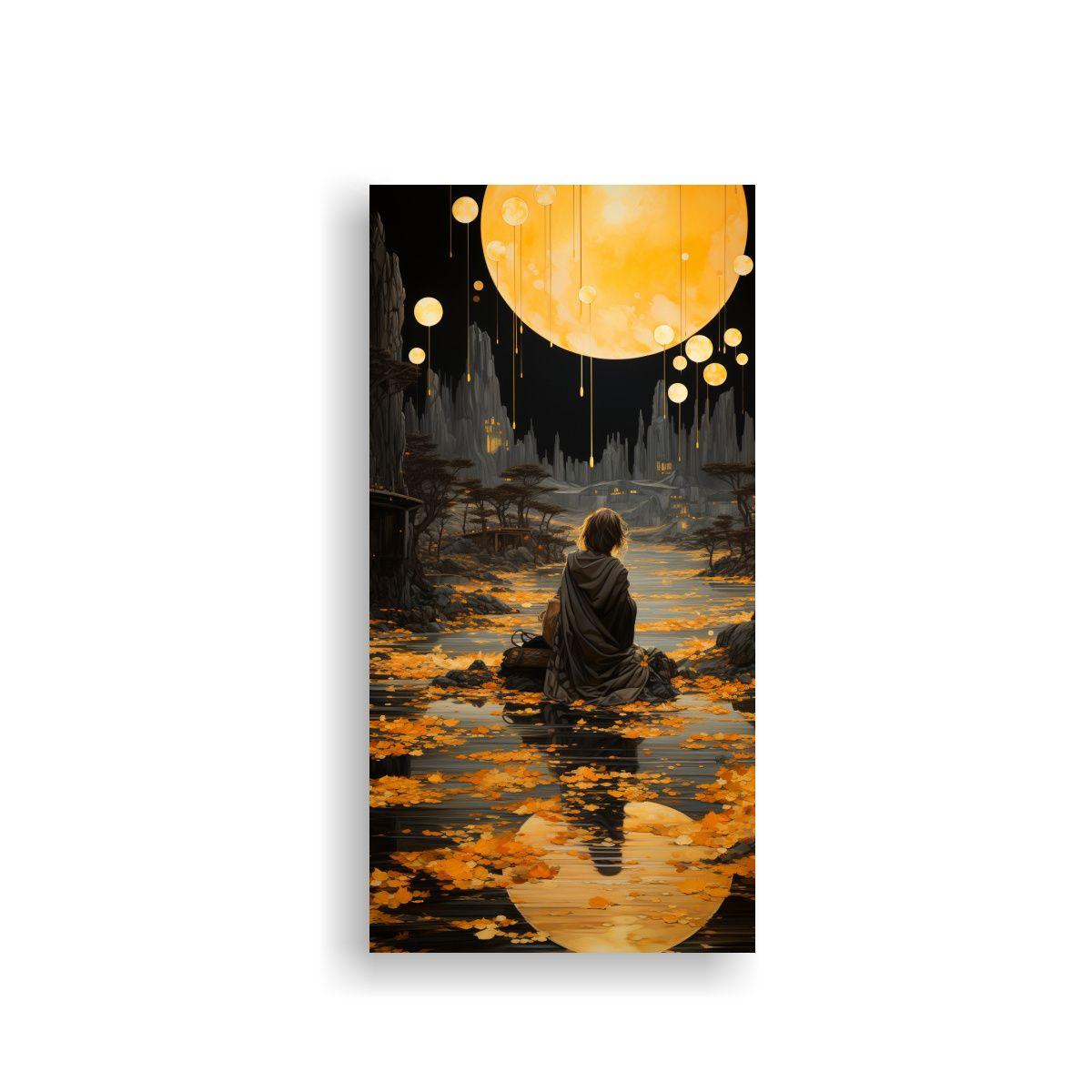 Cuadro Simplicidad Con Luna Y Montañas 30x60cm-0