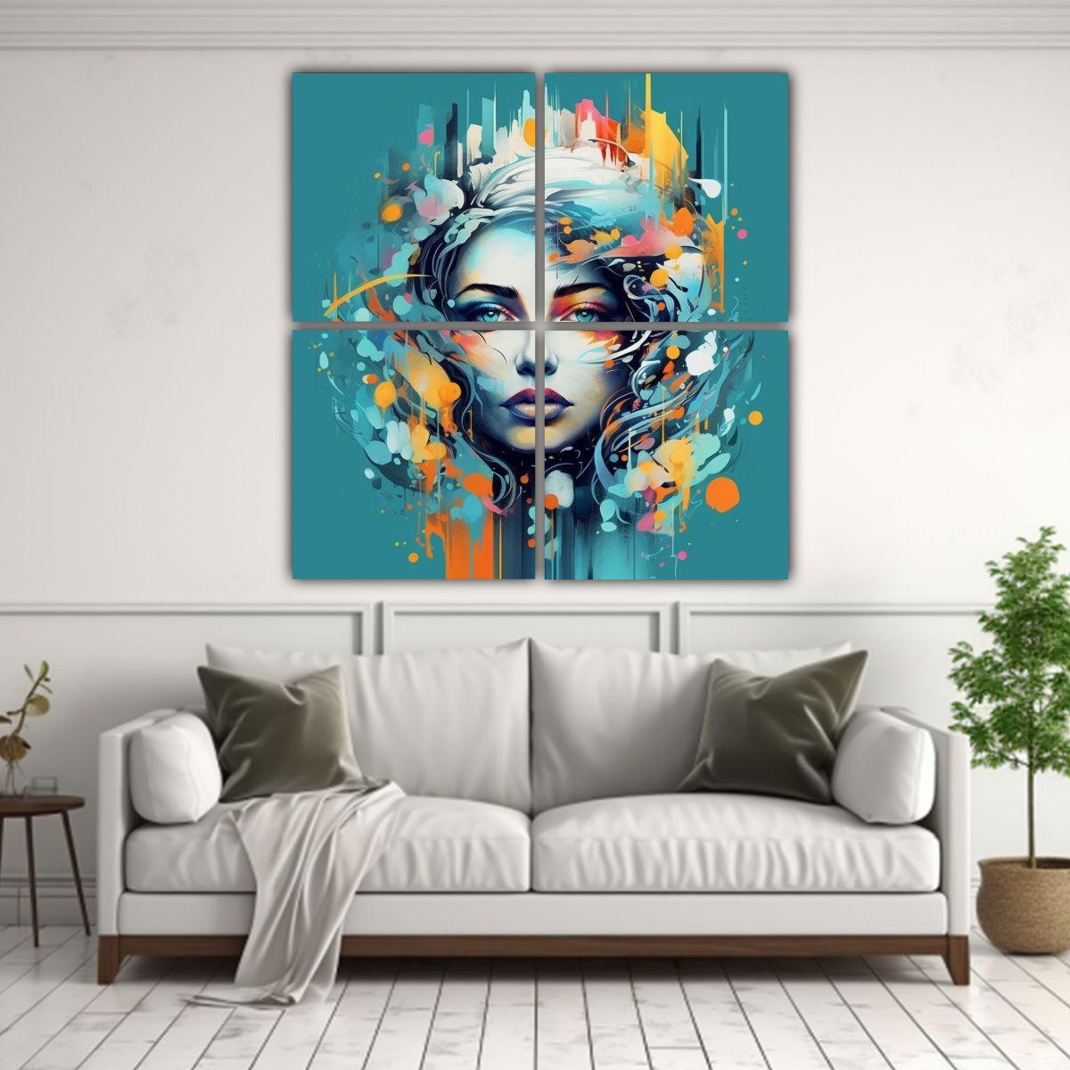 Cuadros Decorativos De 4 Lienzos Creativos 180x180 Cm-2