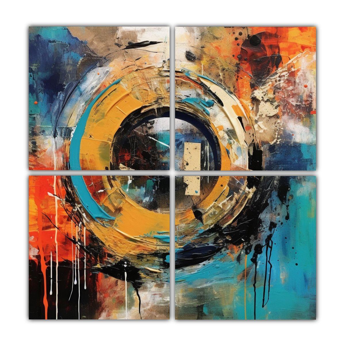Cuadro Abstracto De 4 Telas En Bastidor Con 40x40 Cm-0