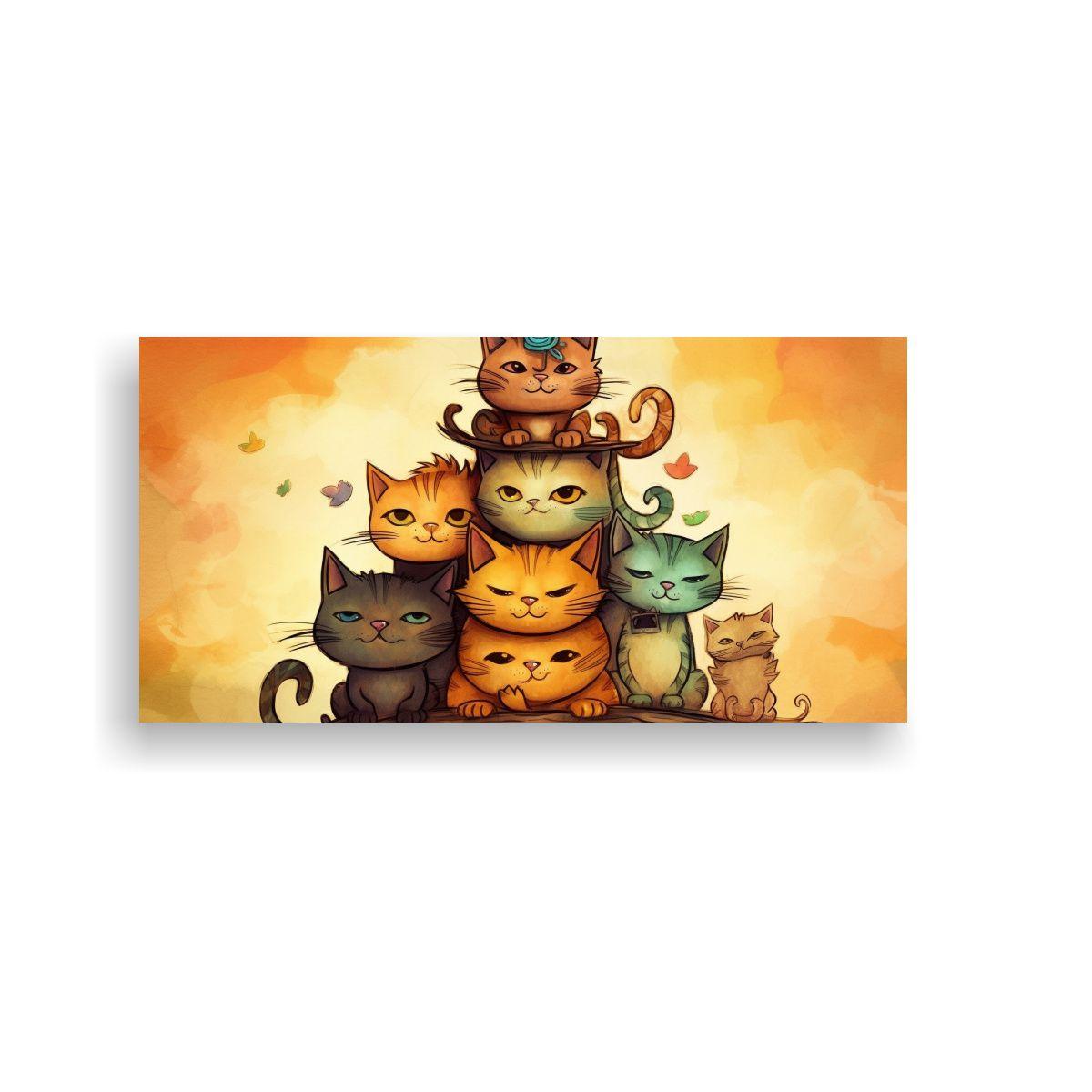 Gatos En Colores Sobre Montón Mirando Al Frente: 160x80cm-0
