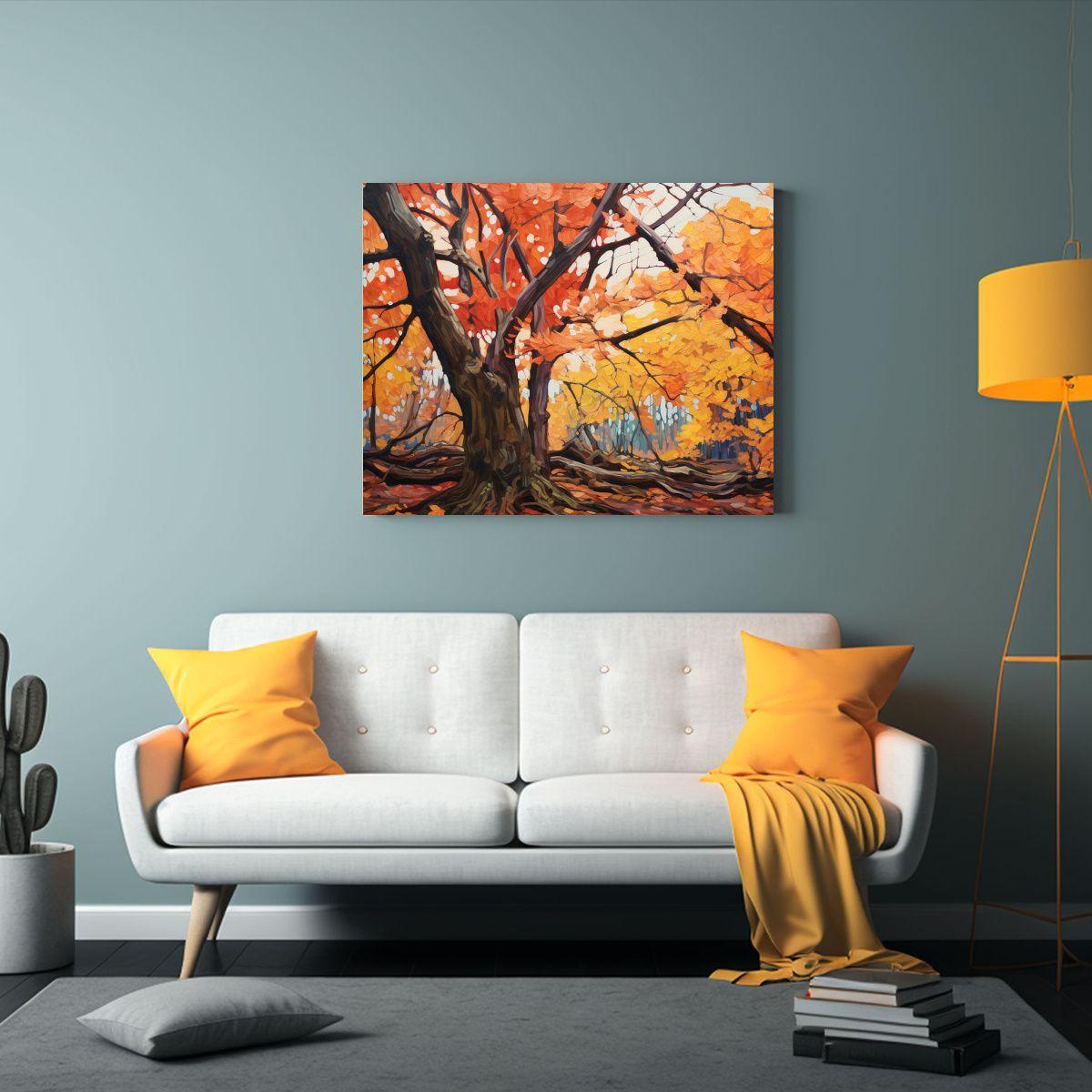 Lienzo De Tela Patrón Intenso Árboles De Arce Pintura Abst 120x80cm-2