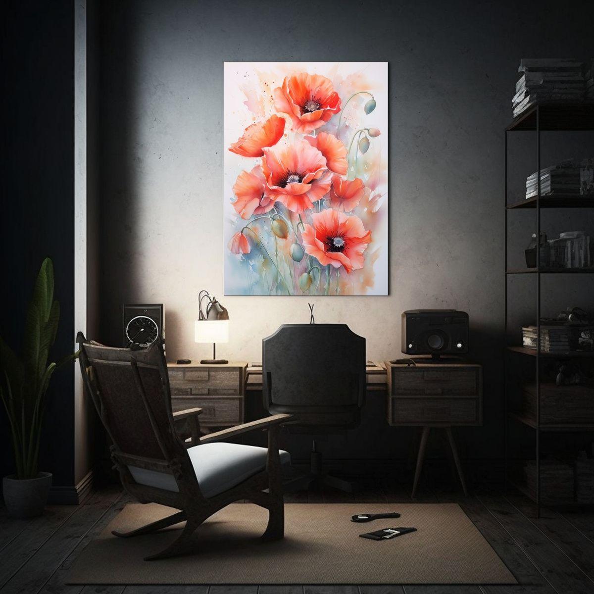 Cuadro De Pintura En Lienzo Sublimado De Amapolas 60x90cm-2