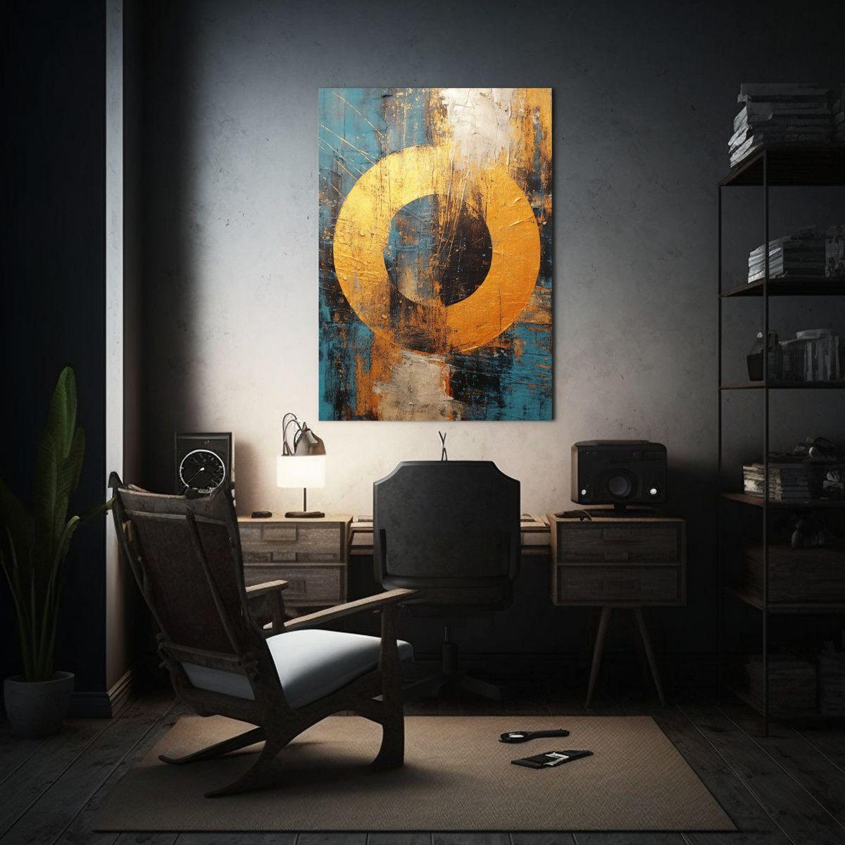 Lienzo De Tela Moderno Circulo Luminoso En El Tiempo En Espa 30x40cm-2