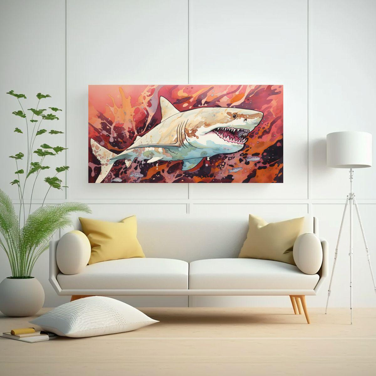Pintura Decorativa De Tiburón Tigre De Arena En C 40x20cm-2