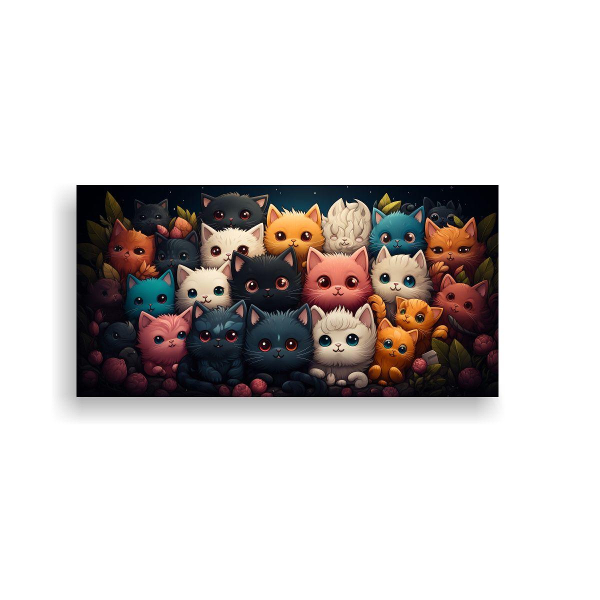 Imagen De Gatos Negros Para Estilo Kawaii En Tela 80x40cm-0