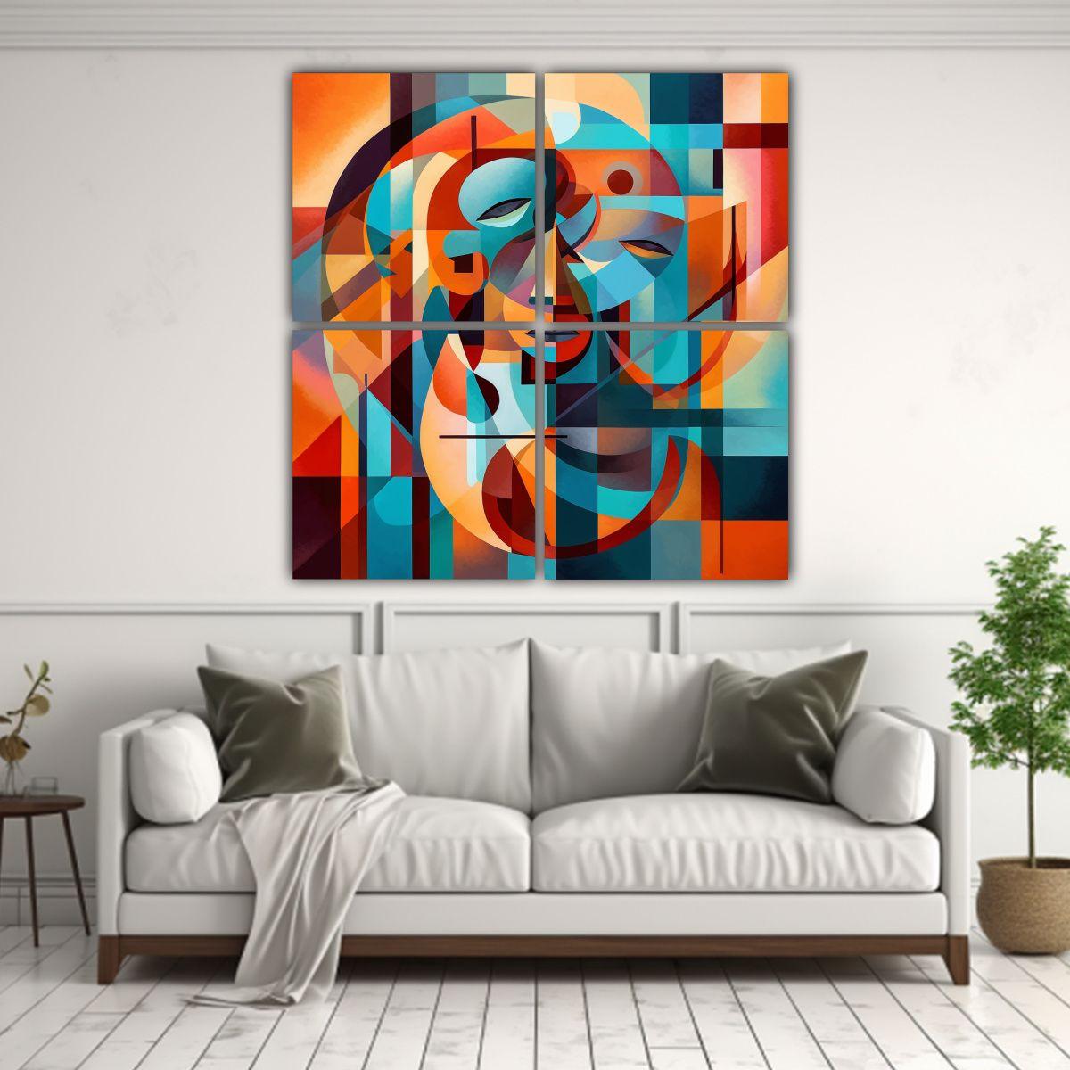 Cuadro Abstracto Geométrico De Fantasía 60x60 Cm-2