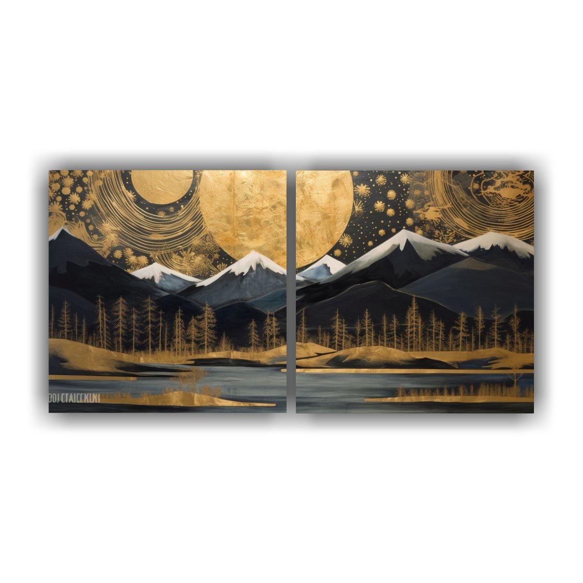 Cuadro Colores Impacto Visual Luna Montañas 120x60 Cm-0