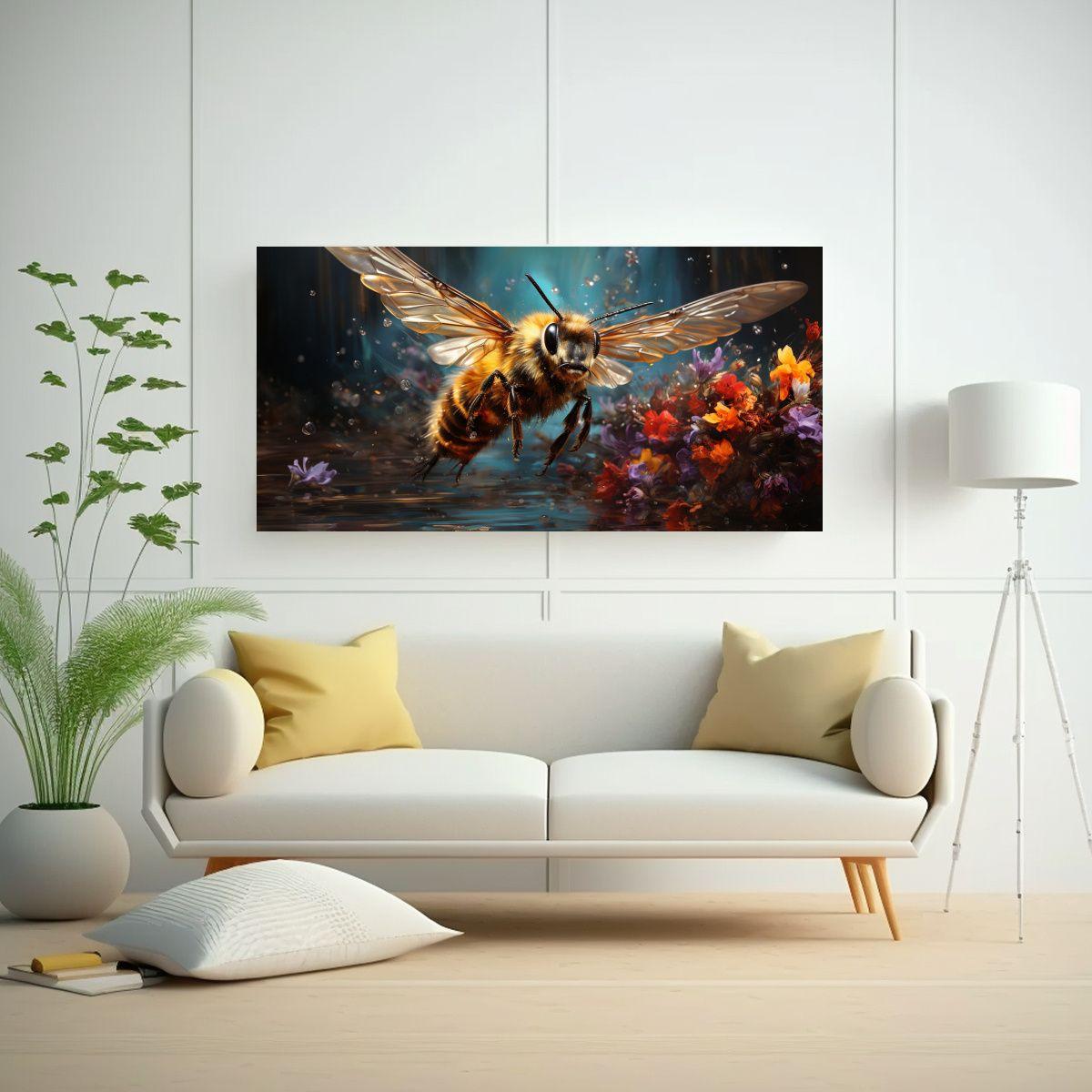 Cuadro Decorativo Rectangular Abeja En Estilo 100x50cm-2