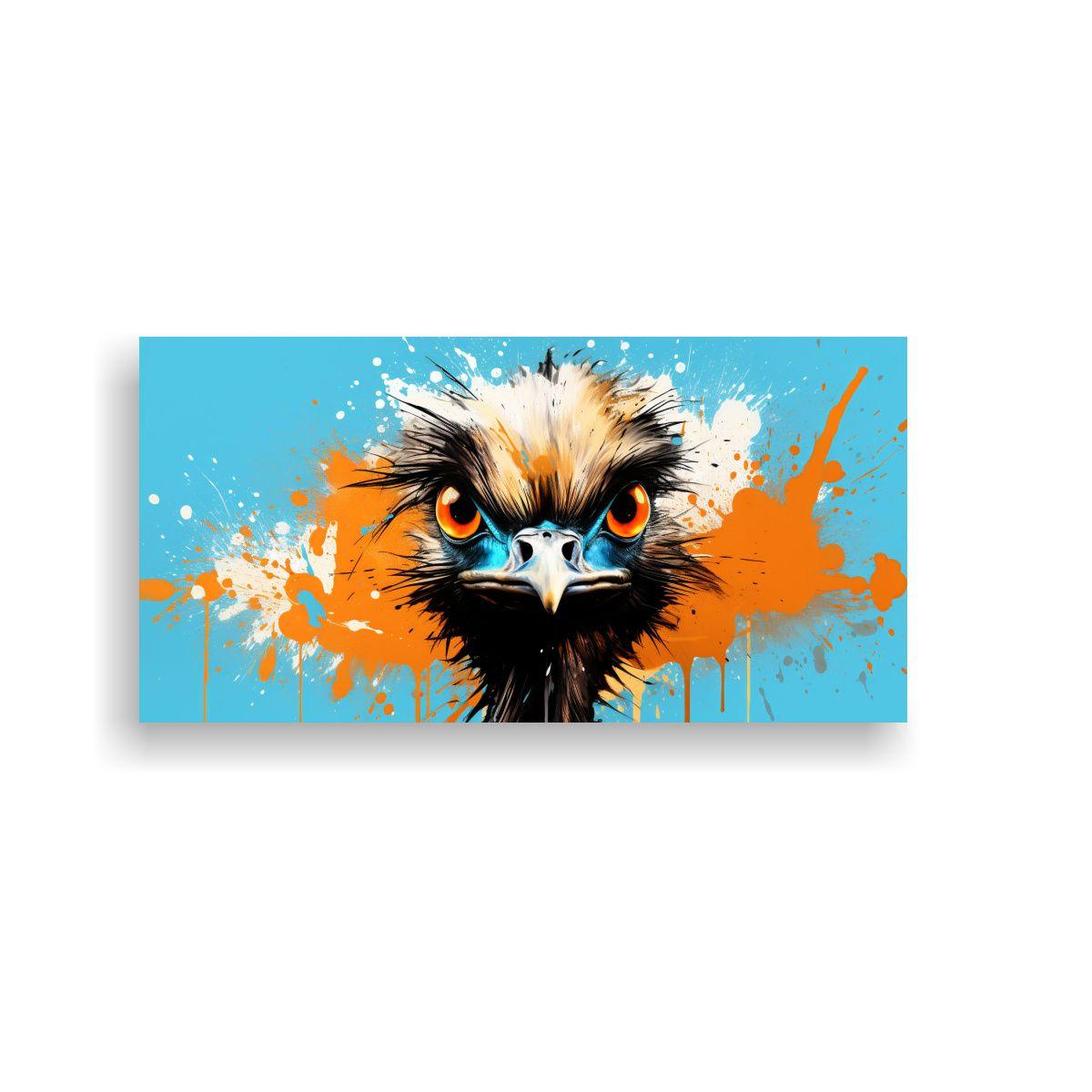 Cuadro Moderno De Ostrich En Colores Marrón Y Azu 40x20cm-0