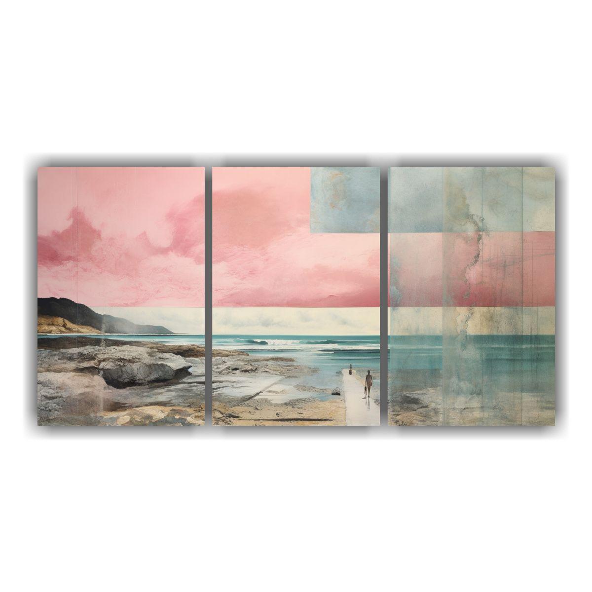 Pintura Díptico Imagen Vida En Acuarela Rosa, 90x45 Cm-0