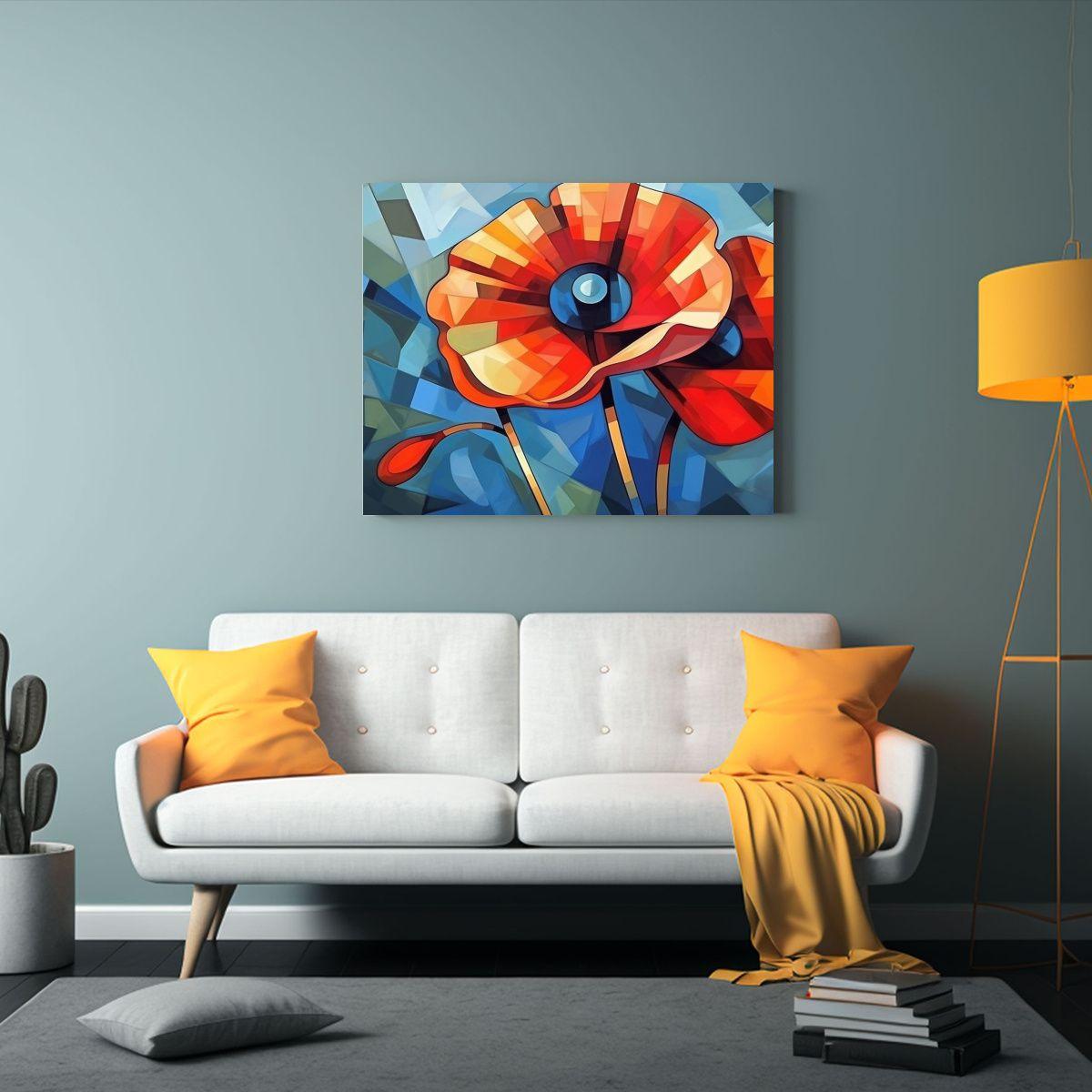 Cuadro De Tela Con Protagonismo Cálido De Lienzo 40x30cm-2