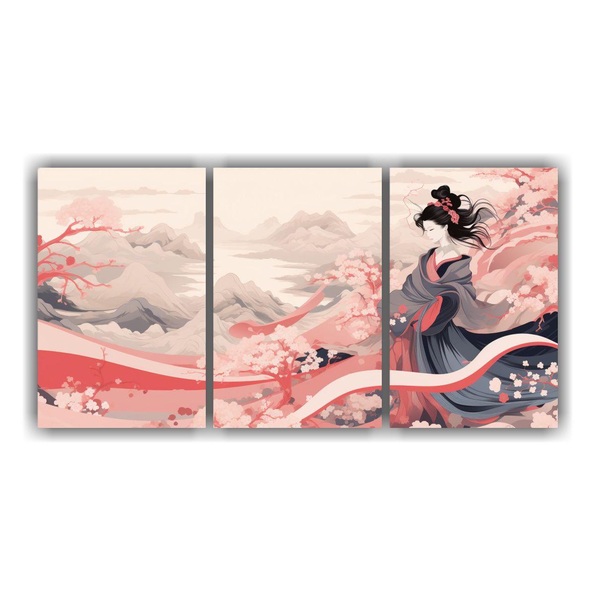 Juego 3 Cuadros Líneas Finas Oficina Abstracta 240x120 Cm-0