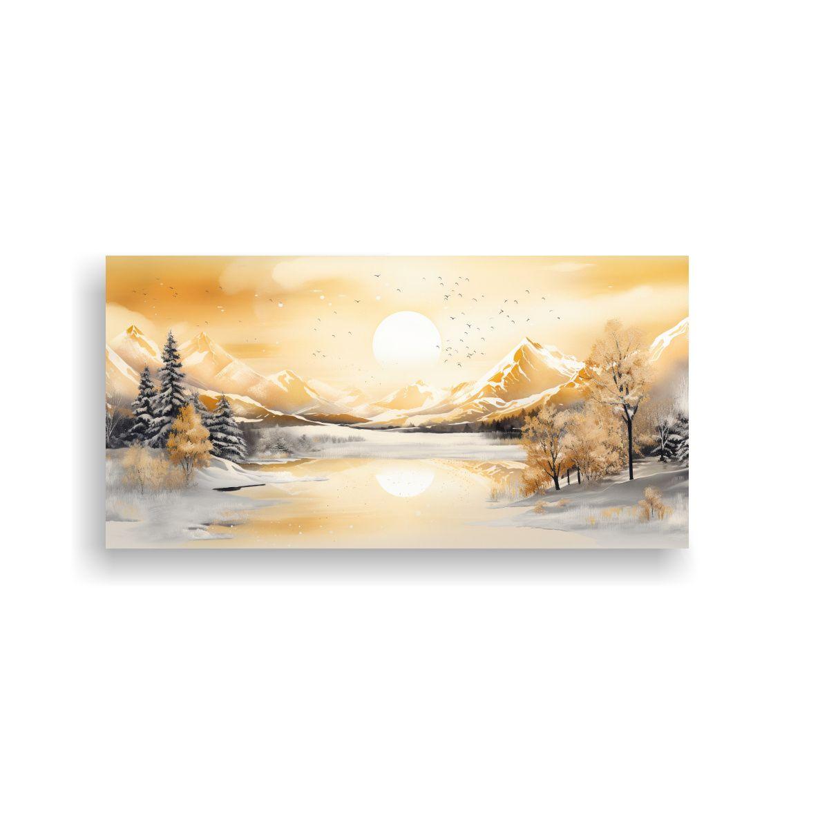 Paisaje Invernal Con Colores Dorados Arte Pop Neo 160x80cm-0