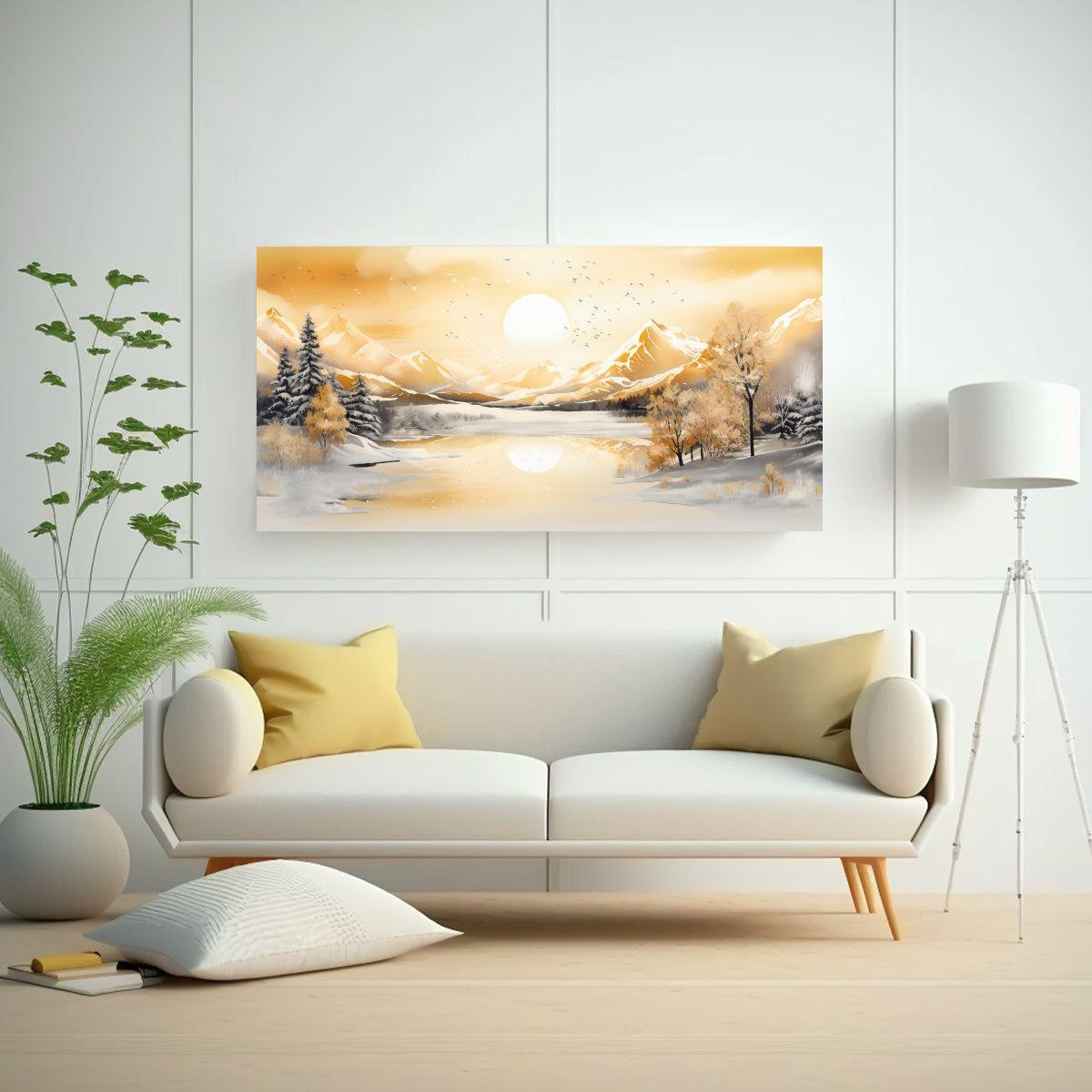 Paisaje Invernal Con Colores Dorados Arte Pop Neo 160x80cm-2