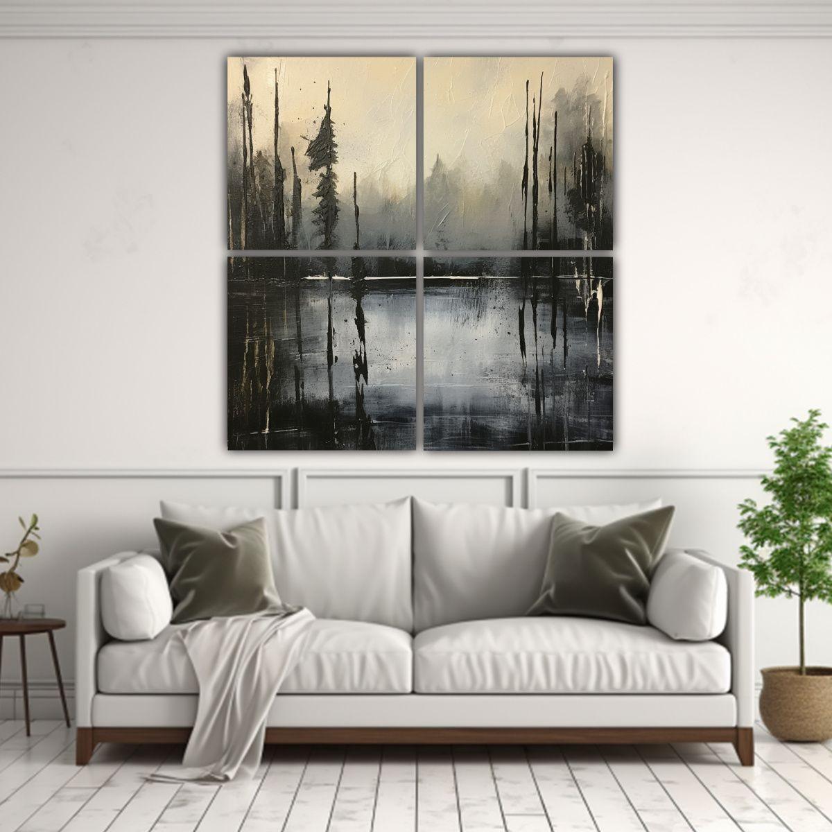 Cuatro Lienzos Acrílicos Vintage Con Textura 120x120 Cm-2