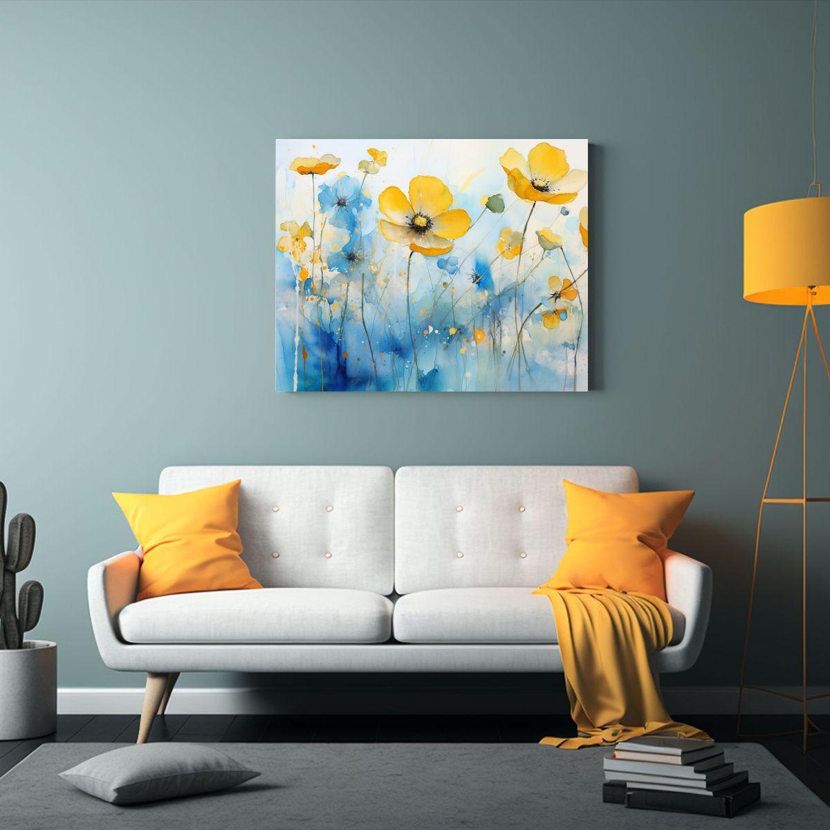 Cuadro Lienzo Temática Flores Buttercups Dorado 75x50cm-2