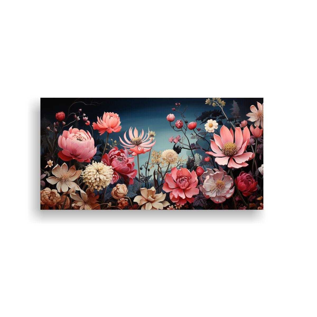 Cuadro Floral Abstracto Con Sobres Rosas: 140x70 Cm-0