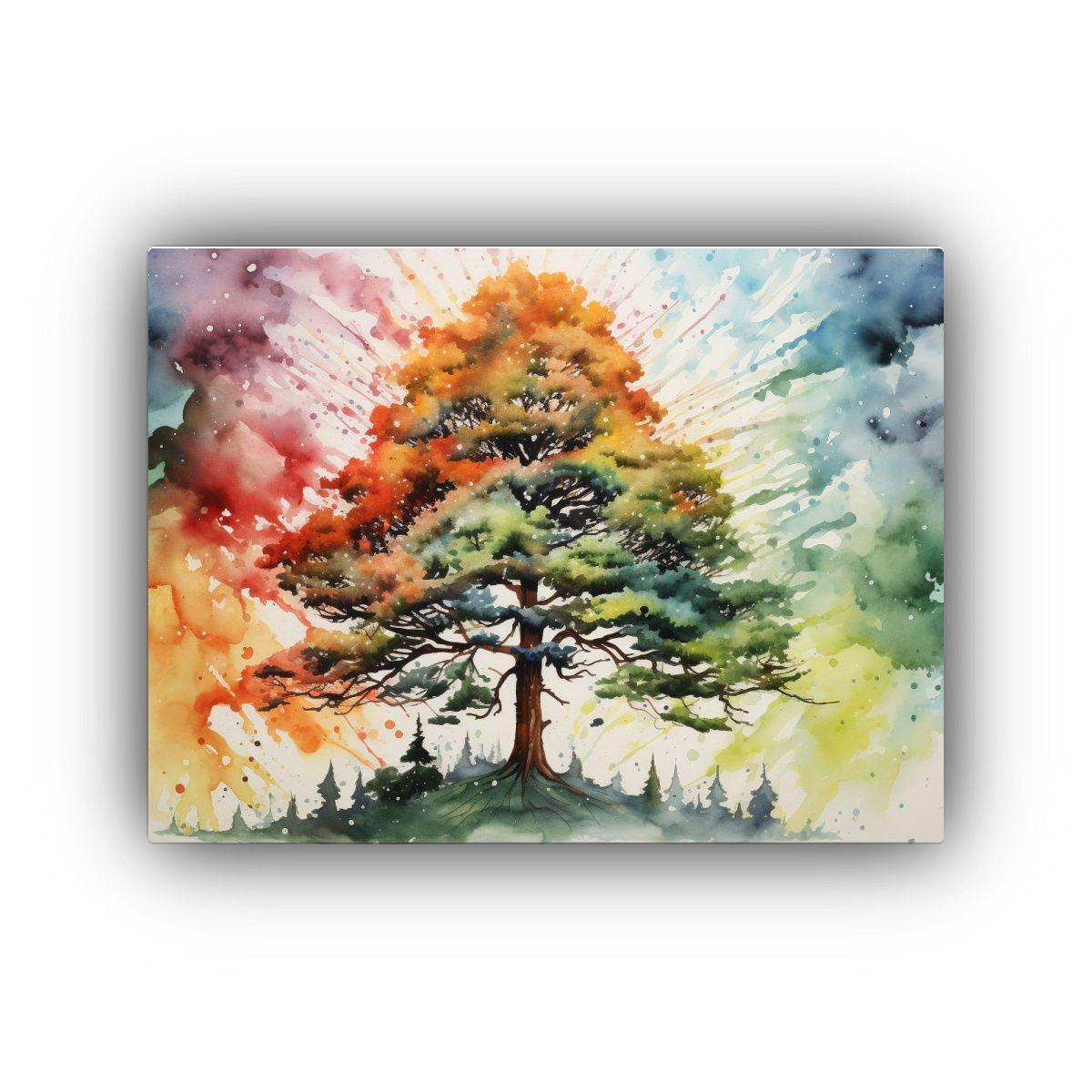 Pintura Abstracta De Colores Vibrantes De Un árbol De Cipr 50x40cm-0