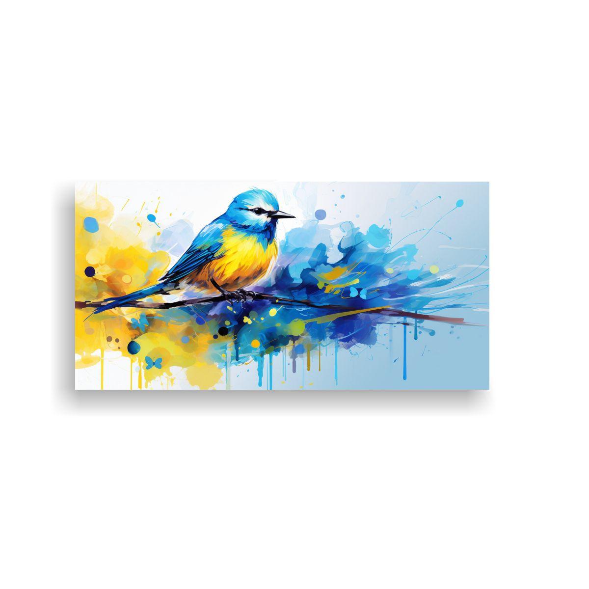 Cuadro Conceptual Vitalidad En Amarillo Y Azul Par 100x50cm-0