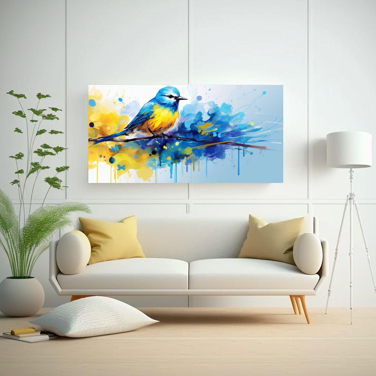 Cuadro Conceptual Vitalidad En Amarillo Y Azul Par 100x50cm-2