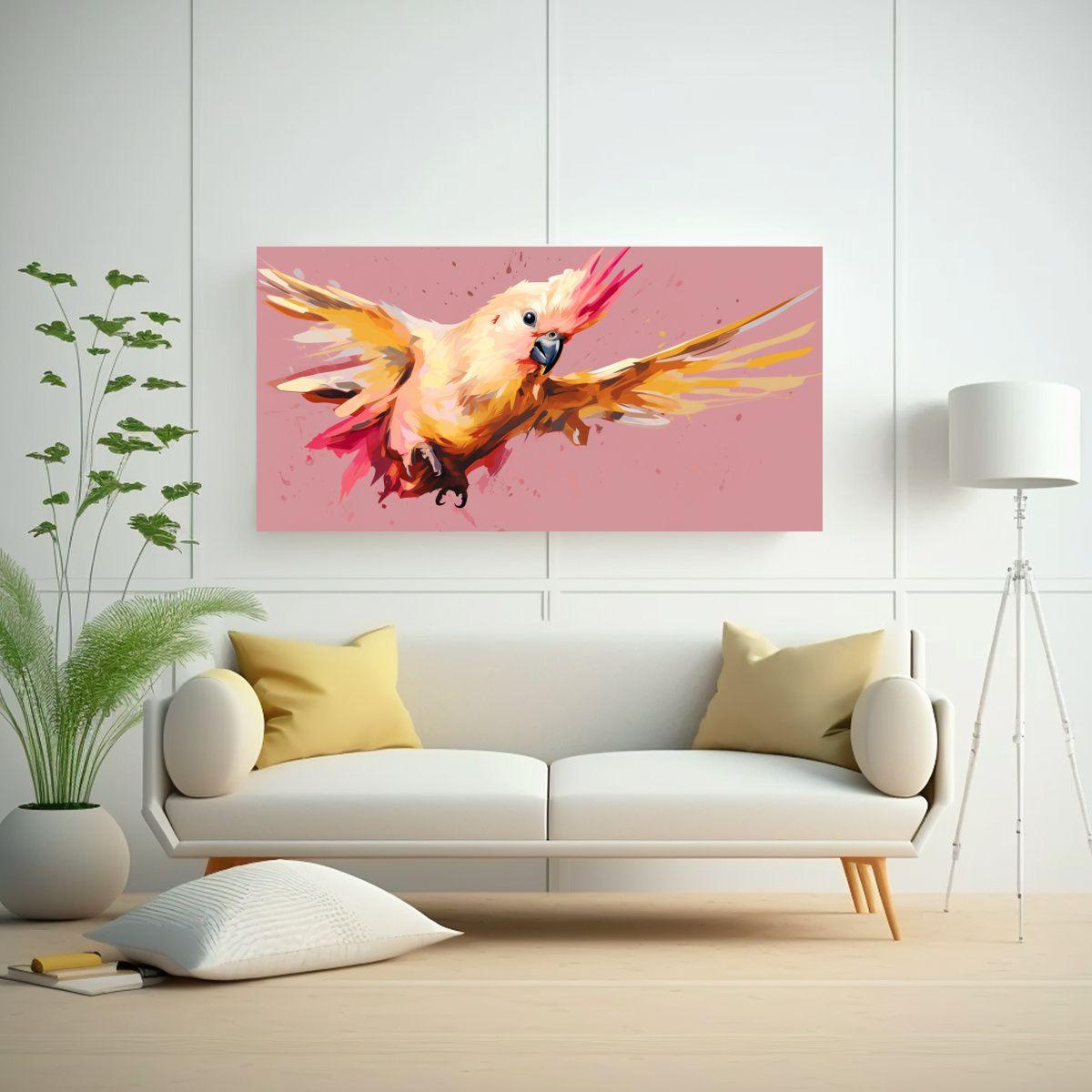 Cuadro Abstracto Fantasía Cacatúa En Colores 160x80cm-2