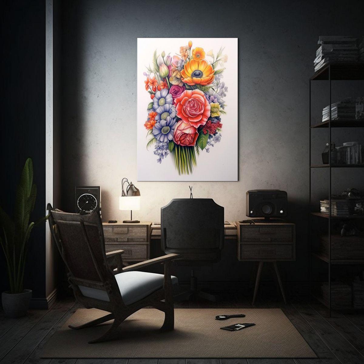 Cuadro Tela Sublimada Mural De Bouquets De Flores 20x30cm-2