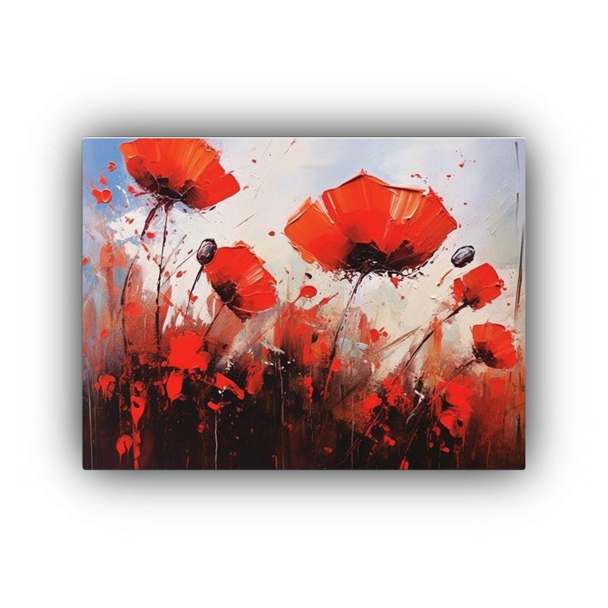 Pintura Al óleo De Amapolas Con Pinceladas ásperas De Pete 120x80cm-0