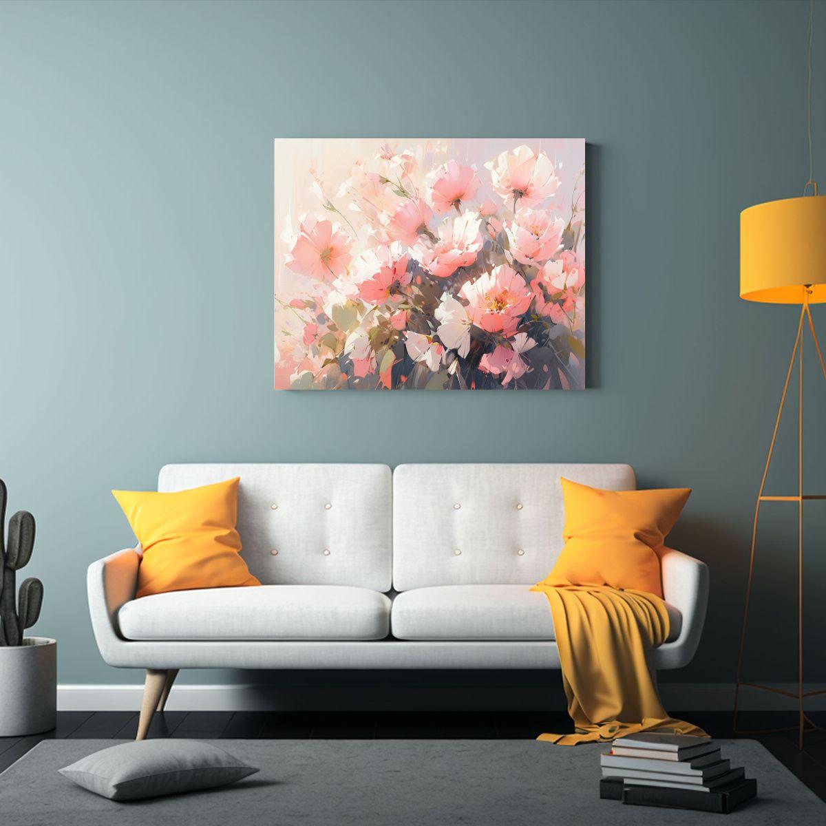 Pintura En Lienzo De Flores En Tonos Rosados 30x20cm-2