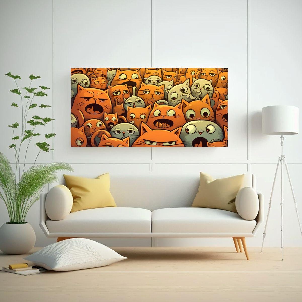 Cuadros De Gatos Feos Divertidos Para Decoración 80x40 Cm-2