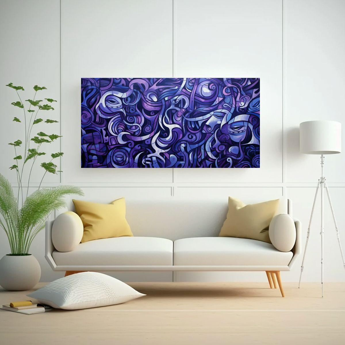 Arte Meditativo Psicodélico En Tonos Violeta, 80x40cm-2
