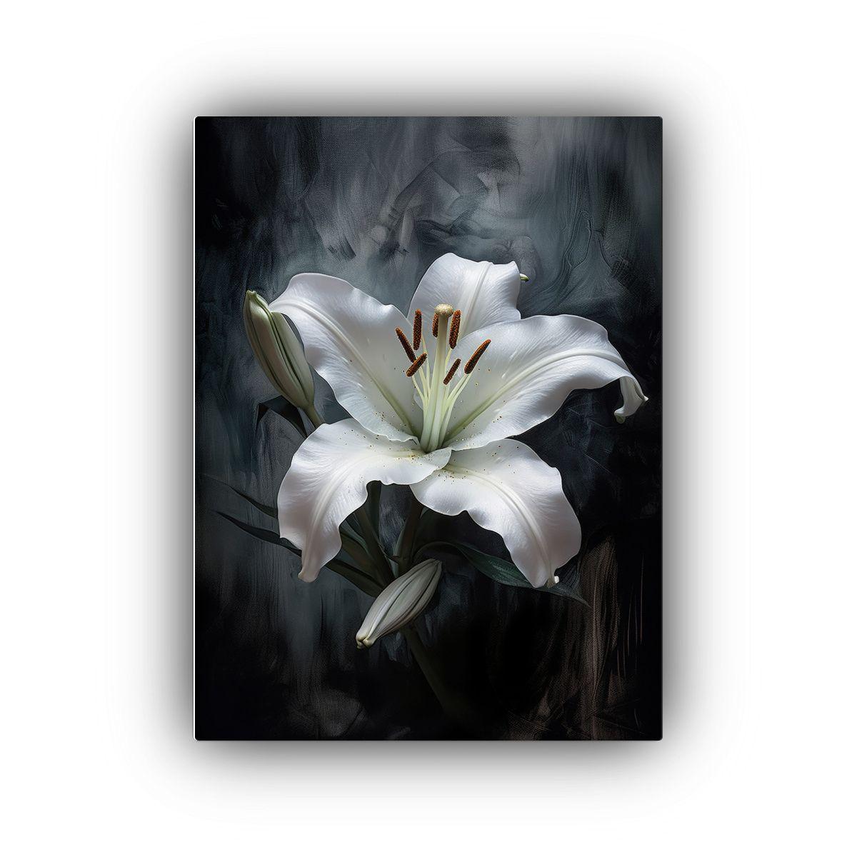 Pintura Decorativa Exclusiva De Lirios Blancos 50x75cm-0