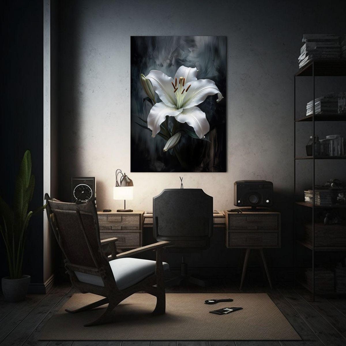 Pintura Decorativa Exclusiva De Lirios Blancos 50x75cm-2
